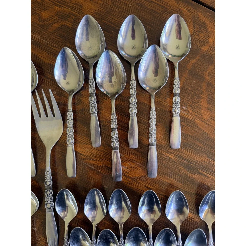Oneida Northland REBECCA Stainless Lot of 52 Forks Spoons Flatware Vintage